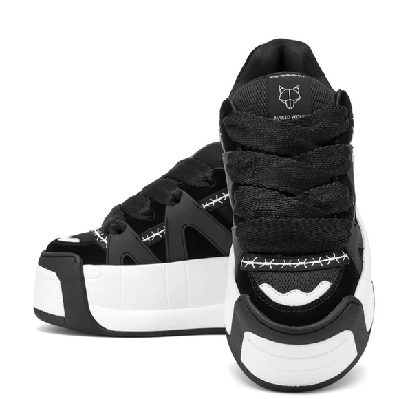 NEW Naked Wolfe Slider Black Sneakers - Picture 3 of 4